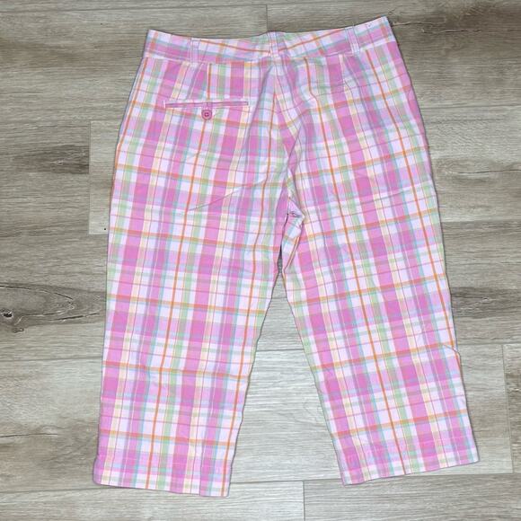 L.L. Bean Women's Petite Pink Plaid Cotton Lightweight Mid Rise Capris sz 6-Pet - Picture 2 of 3